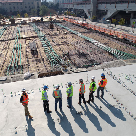 conctruction site with post tension cables