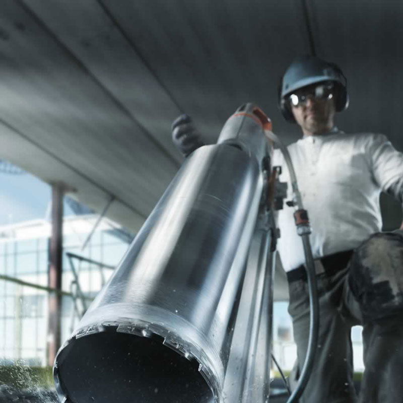 man coring on construction site